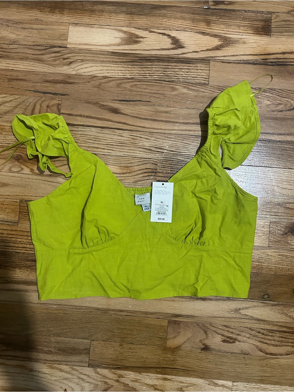 Lime Ruffle Strap Crop Top - Women